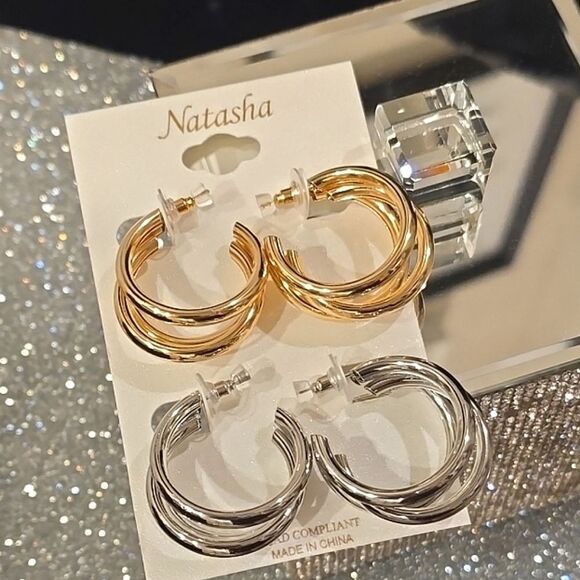 Natasha Couture 3-Layer Dangle Earring Set - Picture 7 of 7